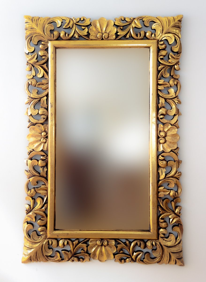 Espejo de pared decorativo Beladona Oro (envejecido) de 140x90cm. Rococó