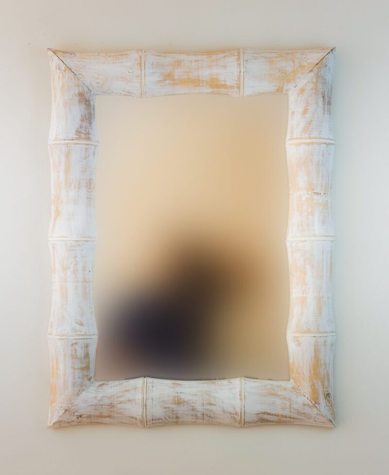 Espejo de pared decorativo Bamboo Blanco (envejecido) de 80cm.