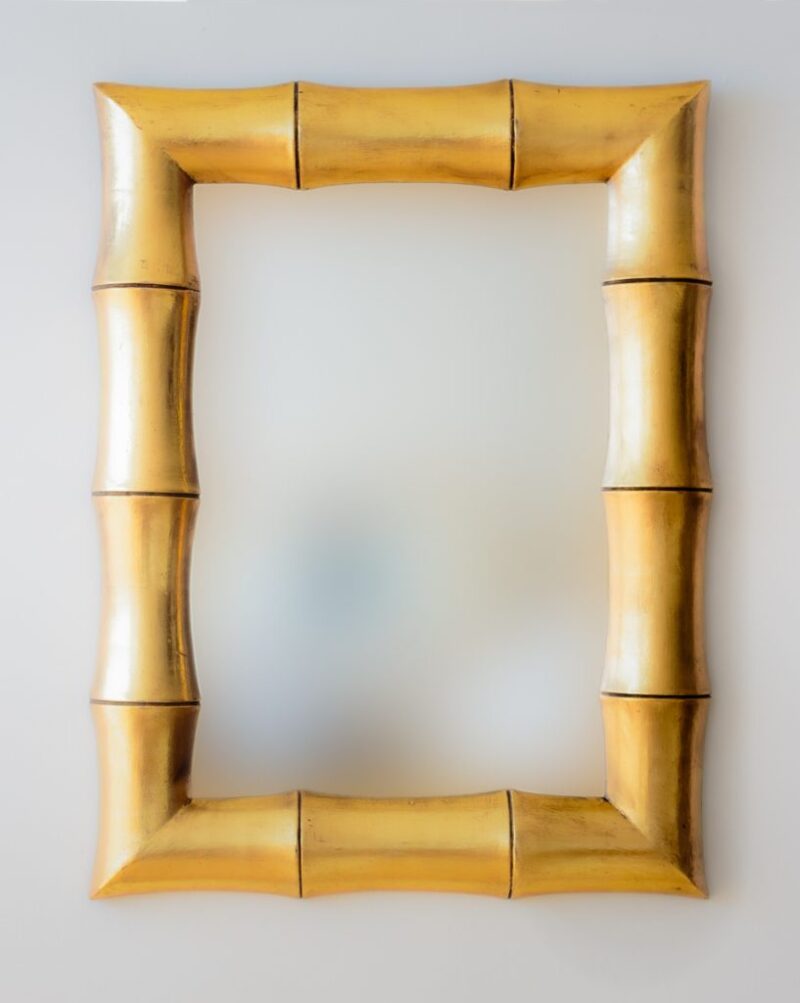 Espejo de pared decorativo Bamboo Oro (envejecido) de 80cm.