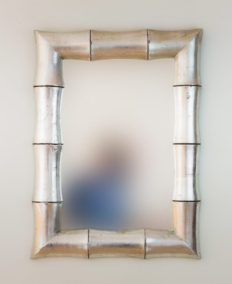 Espejo de pared decorativo Bamboo Plata (envejecida) de 80cm.
