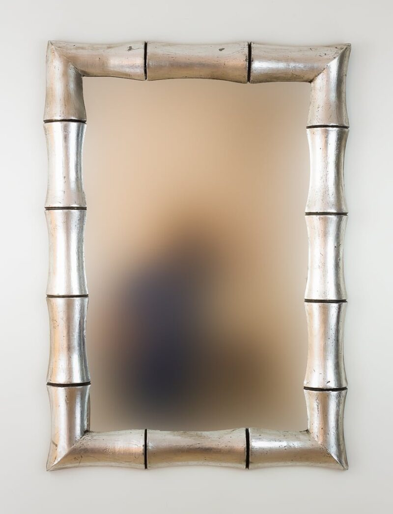 Espejo de pared decorativo Bamboo Plata (envejecida) de 100cm.