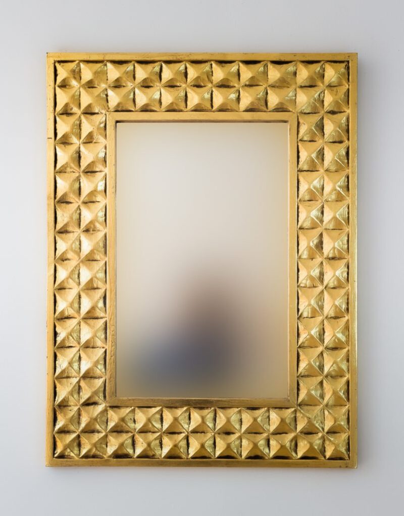 Espejo decorativo de madera Batik Ceblong de 60x80cm en Oro (envejecido)