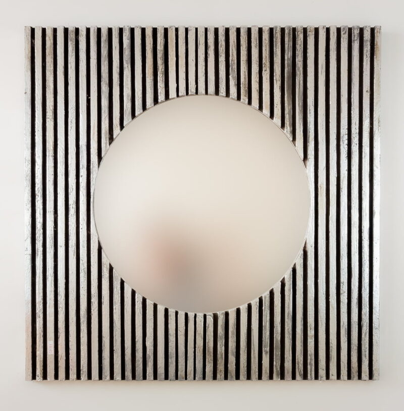 Espejo decorativo de madera Keliki One de 80x80cm en Plata (envejecida)
