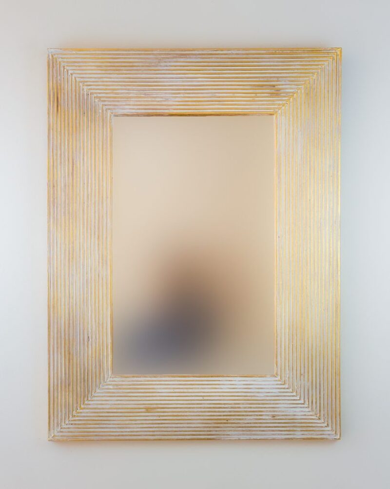 Espejo decorativo de madera Garis Full de 60x80cm en blanco y pan de oro