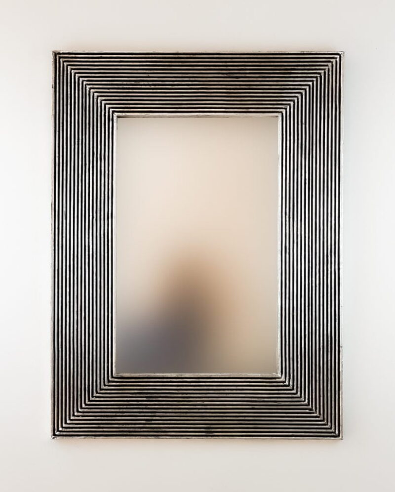 Espejo decorativo de madera Garis Full de 60x80cm en Plata (envejecida)