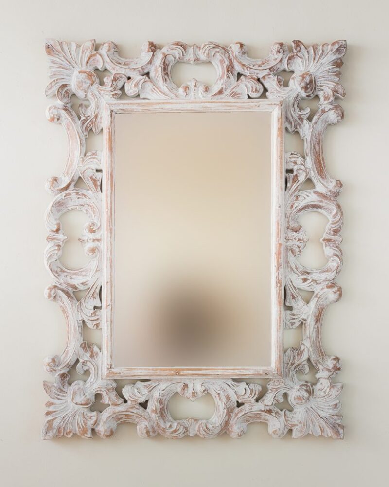 Espejo decorativo de madera Eiffell de 60x80cm en Blanco decapado