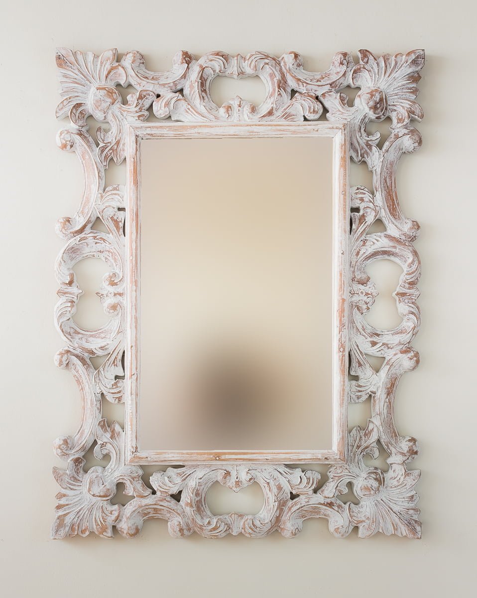 Espejo Eiffell Blanco (envejecido) de 80cm. Madera artesana