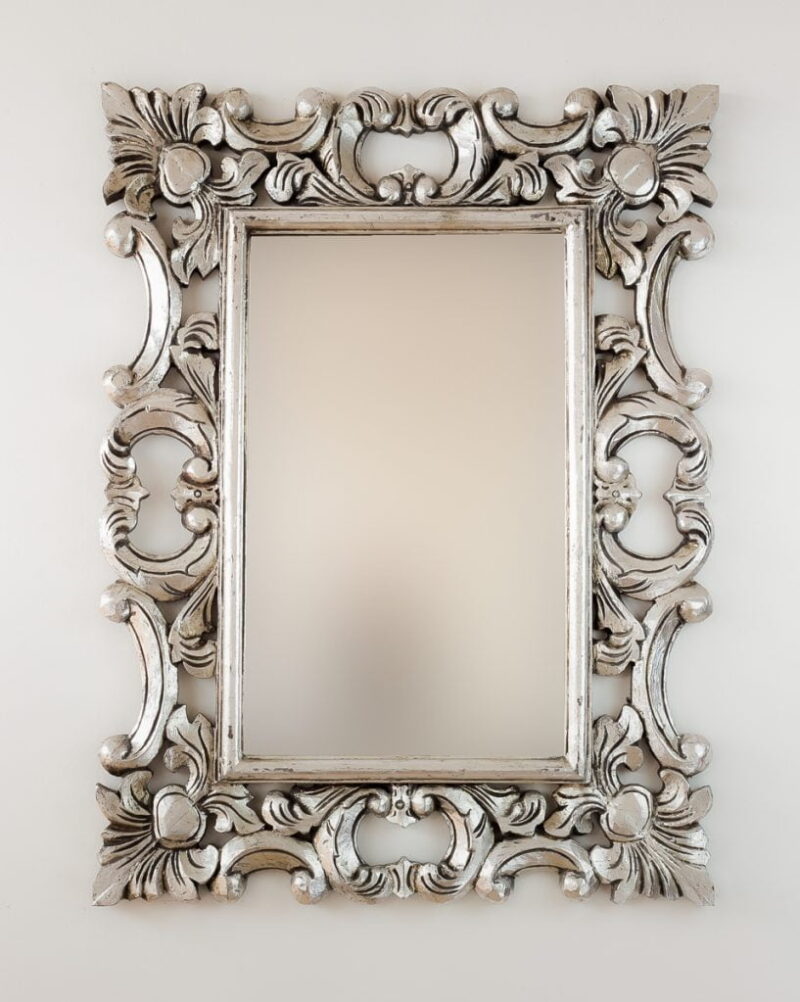 Espejo decorativo de madera Eiffell de 60x80cm en Plata (envejecida)