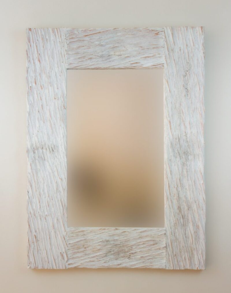 Espejo decorativo de madera Catak Urip de 60x80cm en Blanco decapado