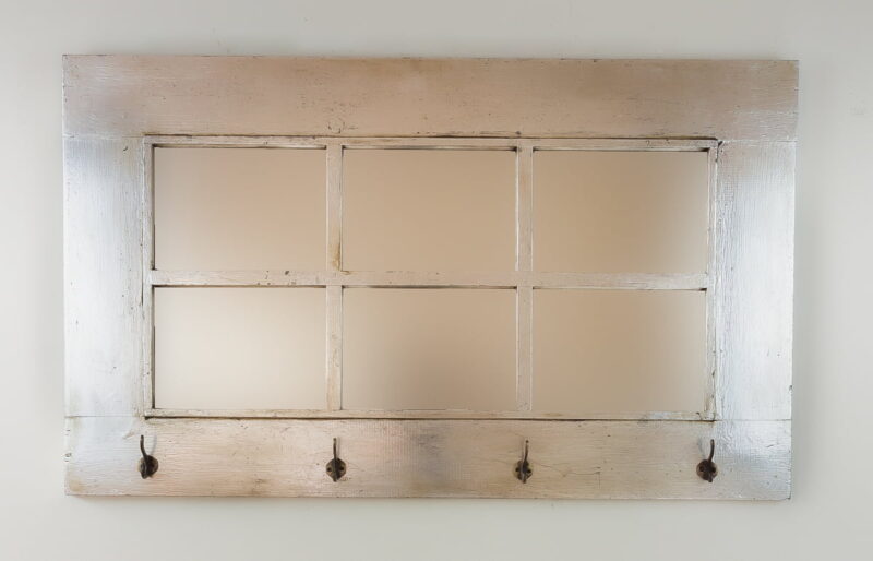 Espejo decorativo de madera French Window de 60x100cm en Plata (envejecida)