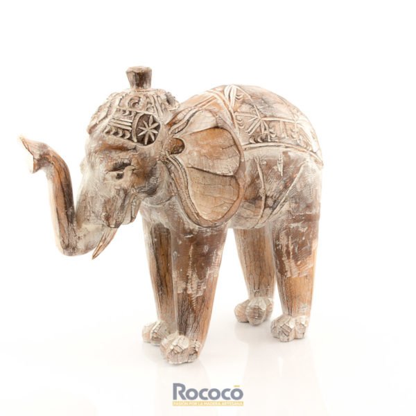 Figura Elefante tallado en madera Indo acabado natural