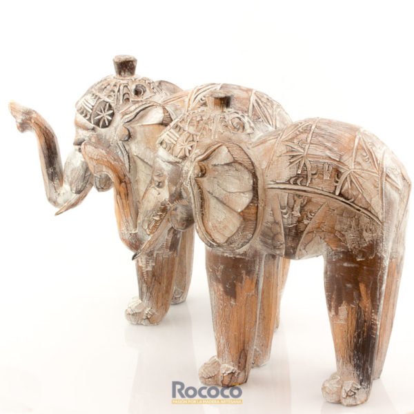Figura Elefante tallado en madera Indo acabado natural