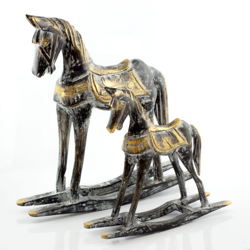 Figura Caballos Balancínen negro y dorado
