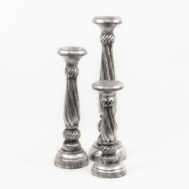 Candelabro de madera Lili en plata