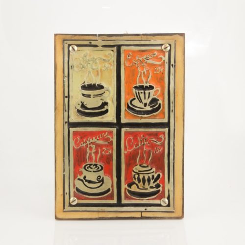 Cuadro decorativo Vintage (metal y madera) 20X30 "Tazas" según imagen