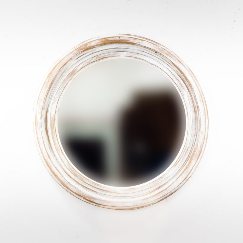 Espejo de pared decorativo Round Polos Blanco (envejecido) de 60cm.