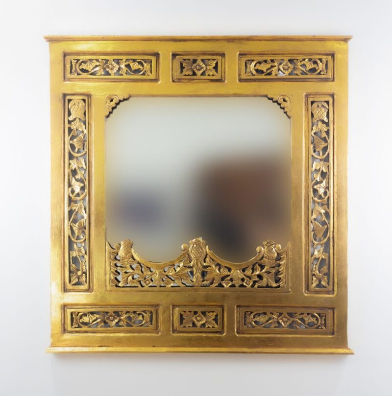 Espejo de pared decorativo Nanas Teca Oro (envejecido) de 100cm.
