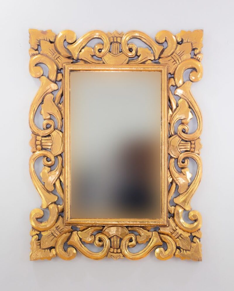 Espejo de pared decorativo Tanduk Oro (envejecido) de 80cm.