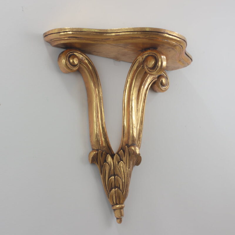 Ménsula de madera Semicircle en oro con pátina de 50cm