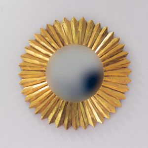 Espejo decorativo tipo sol de madera Surya Circle de 60x60cm en Oro (envejecido)