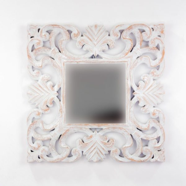 Espejo de pared decorativo Daphine Blanco (envejecido) de 50cm.