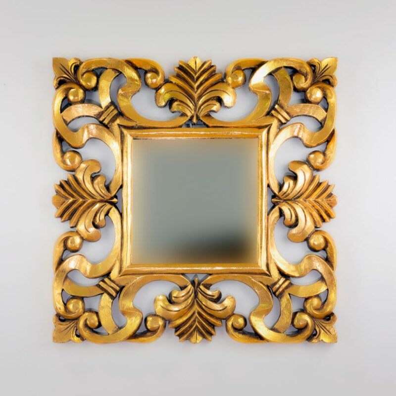 Espejo de pared decorativo Daphine Oro (envejecido) de 50cm.