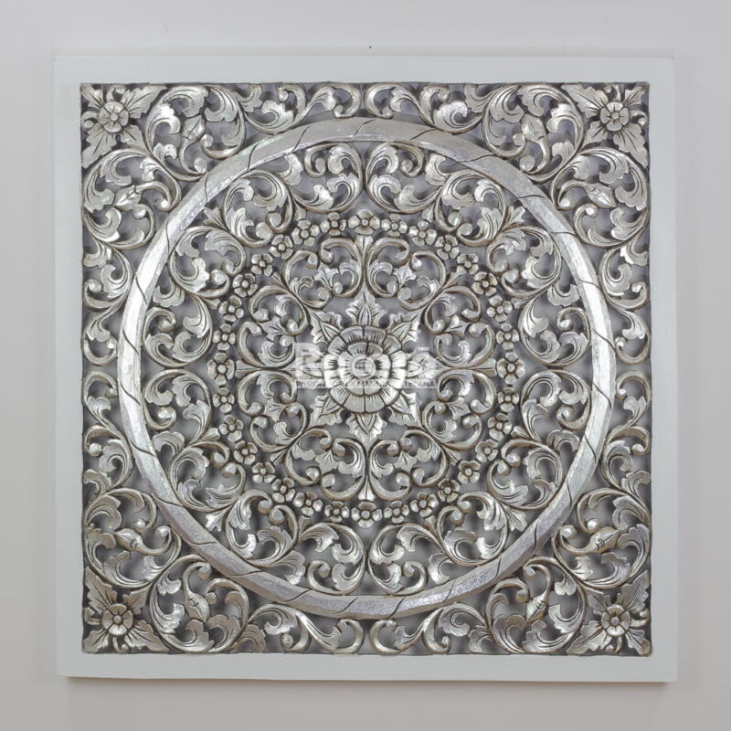 Mandala cuadrado Decowall de 100x100 en Plata (envejecida)