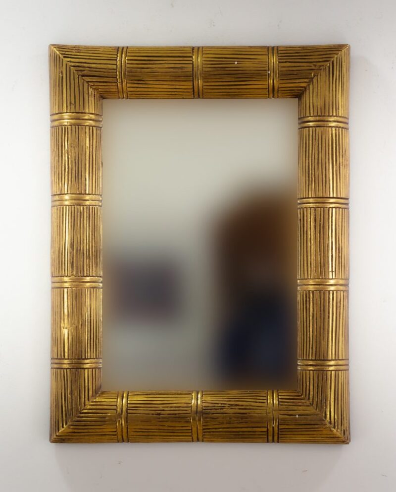 Espejo de pared decorativo Bamboo Garis Oro (envejecido) de 80cm.