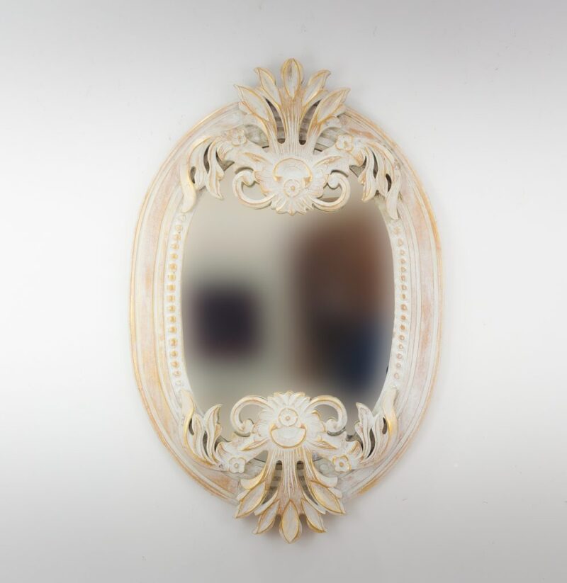 Espejo de pared decorativo Oval Carved Selem Pan de oro de 90cm.