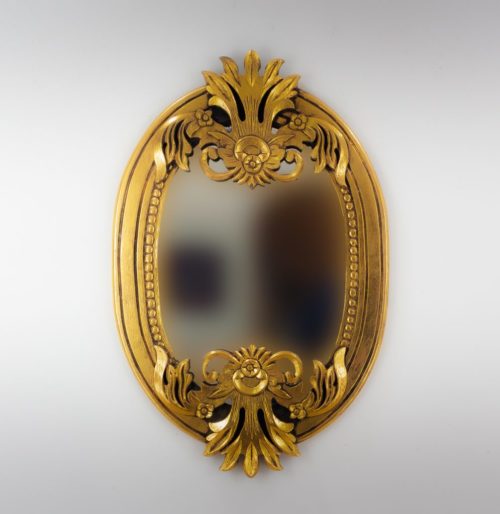 Espejo de pared decorativo Oval Carved Selem Oro (envejecido) de 90cm.