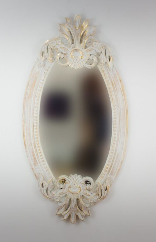 Espejo de pared decorativo Oval Carved Selem Pan de oro de 120cm.