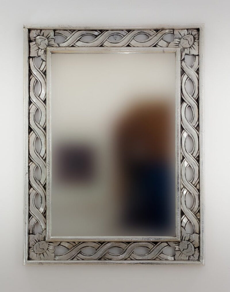 Espejo de pared decorativo Tali Bolong Plata (envejecida) de 80cm.