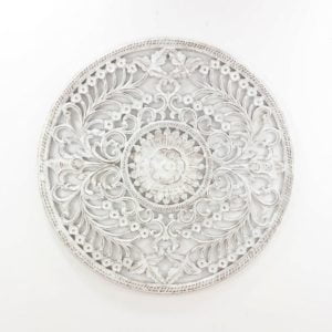 Espejo de pared decorativo Decowall Round Blanco (envejecido) de 100cm.