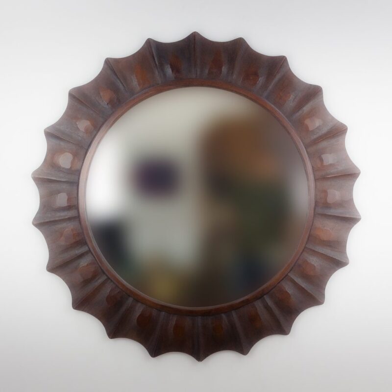 Espejo de pared decorativo Round Surya Brownie de 120cm.
