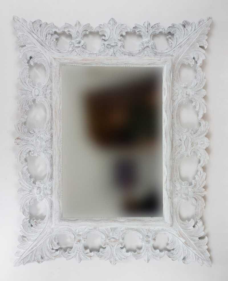 Espejo vintage decapado blanco