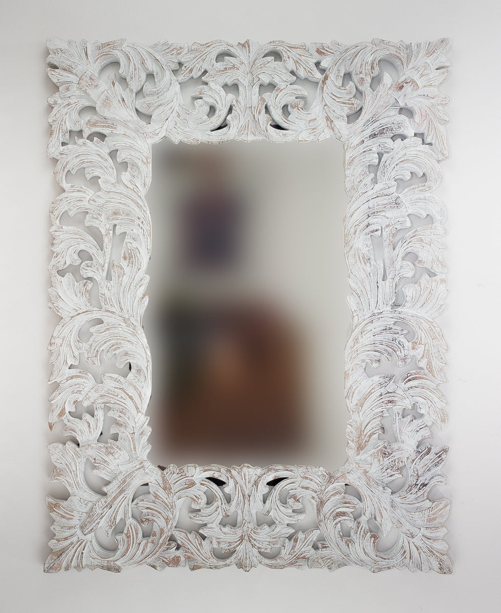 Espejo de pared decorativo DeconoLise Blanco (envejecido) de 120cm.