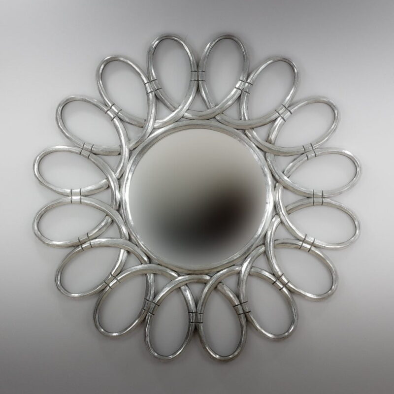 Espejo de pared decorativo Margarite Rounded Plata (envejecida) de 120cm.