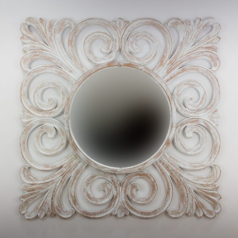 Espejo de pared decorativo Bury Shine Blanco (envejecido) de 120cm.