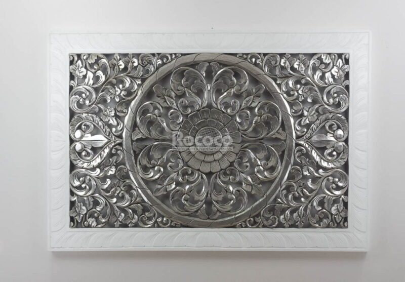 Espejo de pared decorativo Decowall Square Plata (envejecida) de 150cm.