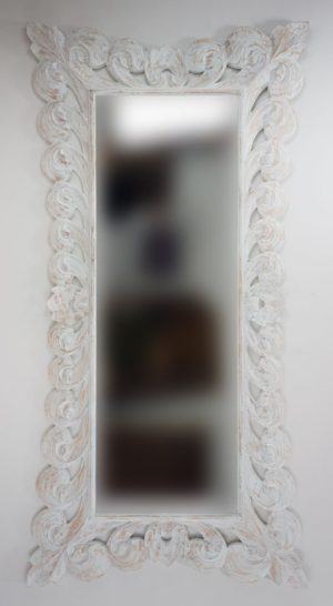 Espejo de pared decorativo Bolong Kadek Blanco (envejecido) de 200cm.