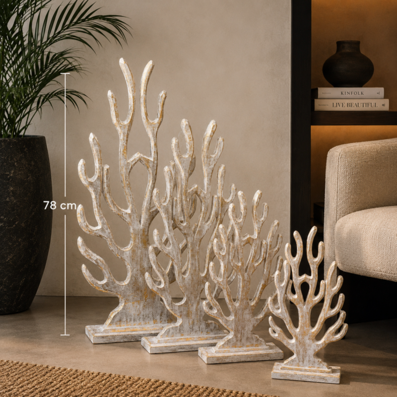Figuras decorativas algas de madera en pan de oro