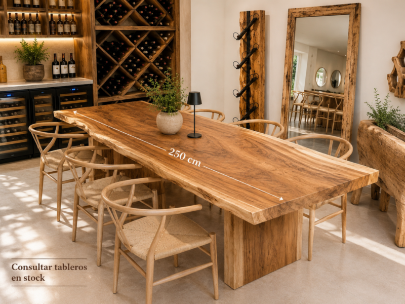 Mesas de comedor macizas de Suar de UNA PIEZA de 250cm (pata de madera). Desde...