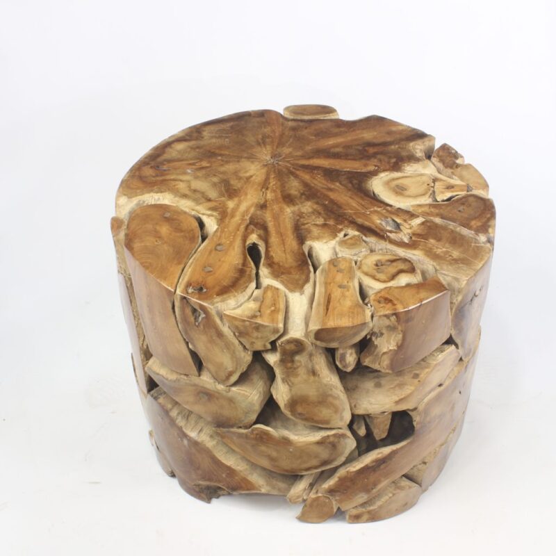 Mesa redonda de café realizada en madera de teca 60cm (LIQUIDACIÓN)
