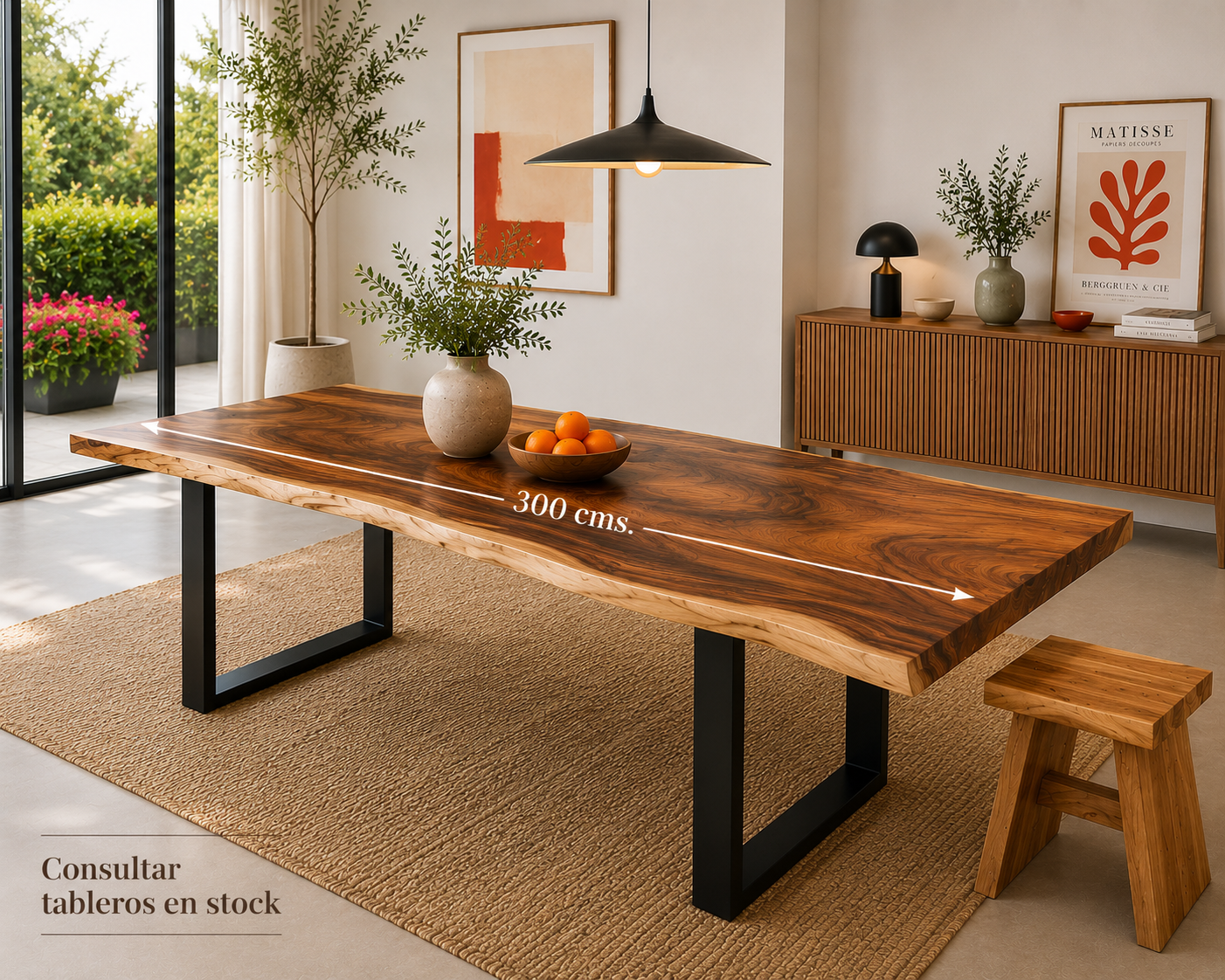 Mesa suar de 3 metros pata de metal Mesas macizas de madera de Suar de 1 sola pieza de 3 metros (pata metal). Desde...