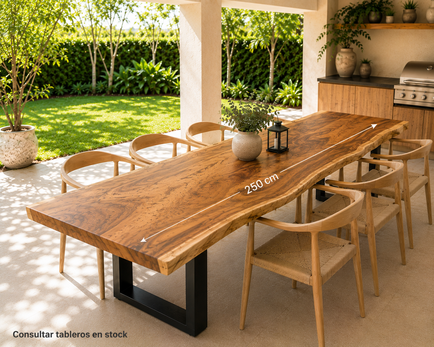 Mesa de suar de 250cm pata de metal Mesas de madera maciza de Suar de UNA PIEZA de 2,50 (pata de hierro). Desde...