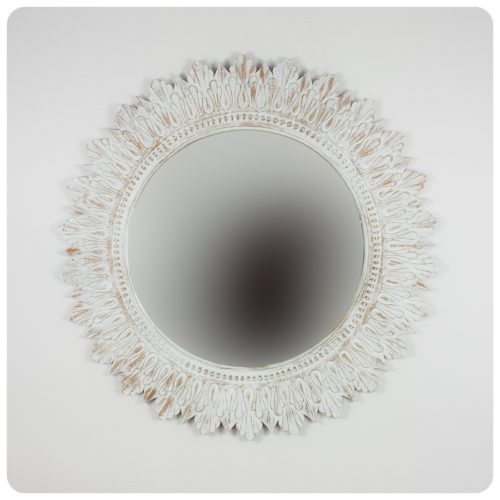 Espejo de pared decorativo Round Barik Blanco (envejecido) de 120x120cm. Rococó