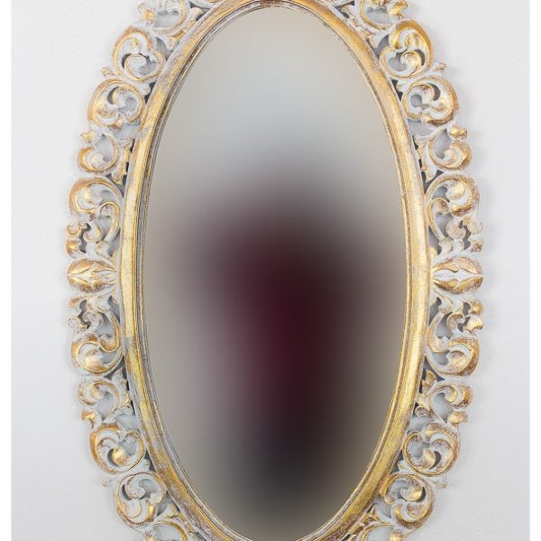 Espejo de pared decorativo Ovali Buriro Pan de oro de 100x60cm. Rococó