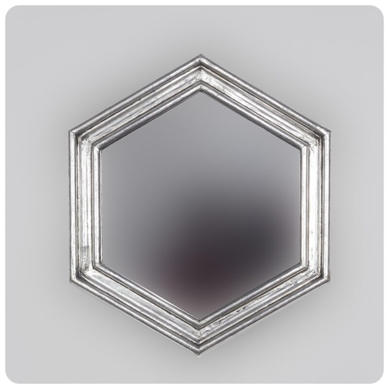 Espejo de pared decorativo Sudut Eight Plata (envejecida) de 50x50cm. Rococó