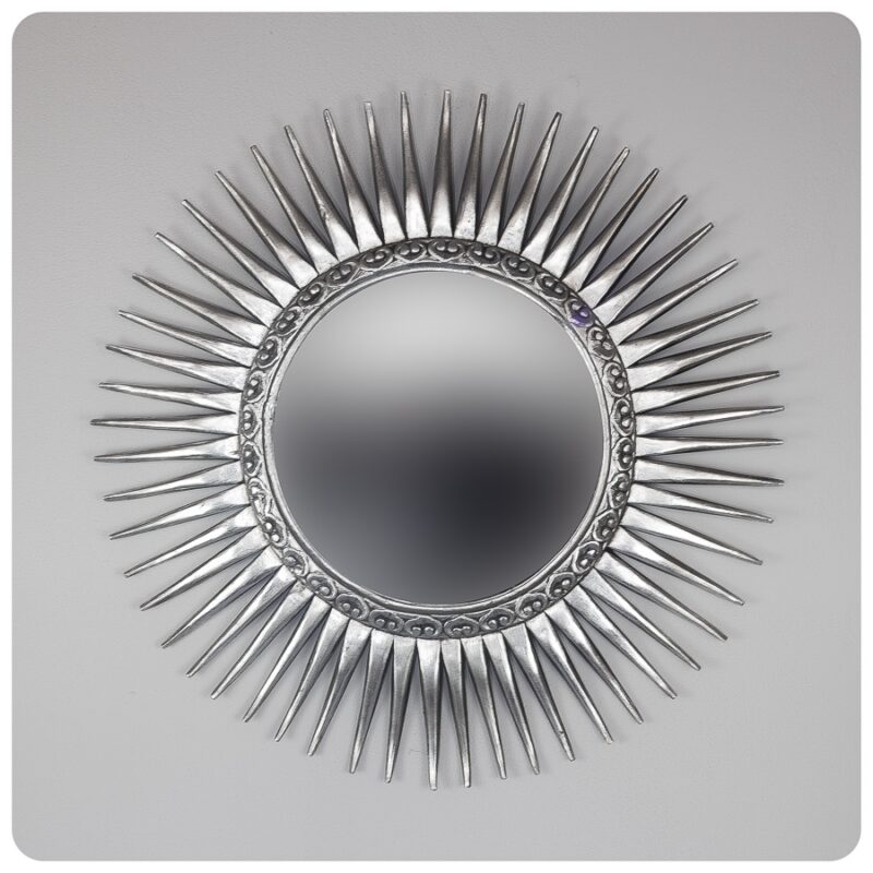 Espejo de pared decorativo Jari Taji Teak Plata (envejecida) de 117x117cm. Rococó