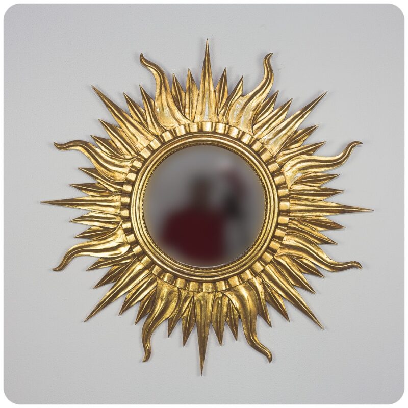 Espejo de pared decorativo Ombak Api Teak de 110x110 en Oro (envejecido)